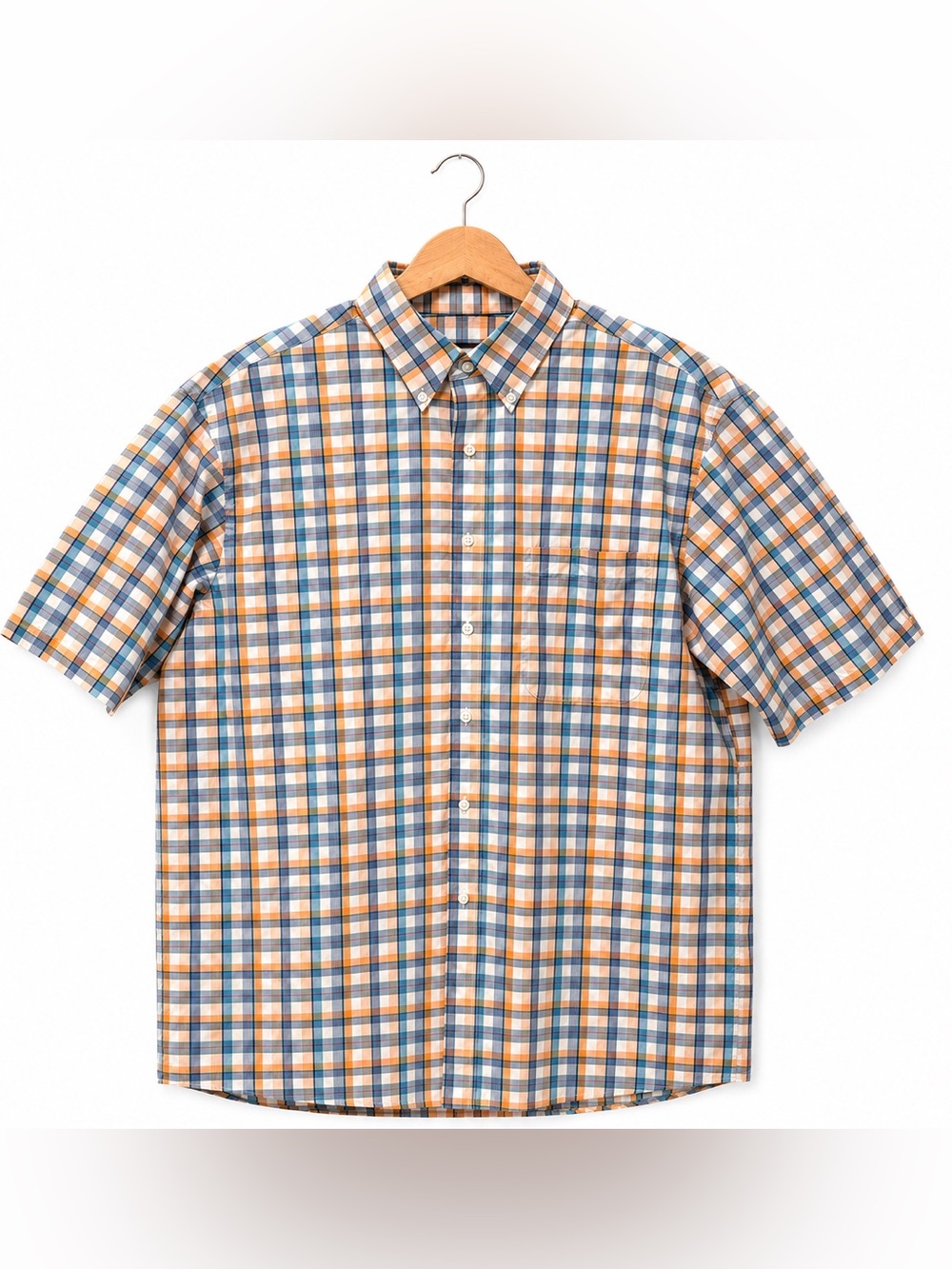 Jos. A. Bank Traveler's Collection Plaid Button Down Shirt Men's L Cotton Blue